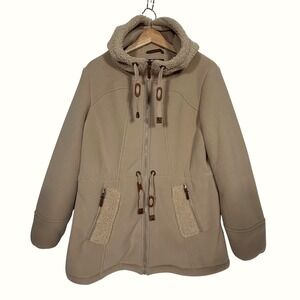 Koolaburra by UGG | Fleece Lined Hooded Jacket Tan Drawstring Waist Size L